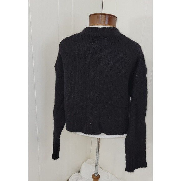 Zara Womens Medium Black Wool Alpaca Long Sleeve Crop Open Cardigan - Picture 5 of 7